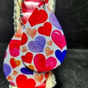 BUNDLE 3 FOR $15 Leather Multicolor Heart Earrings